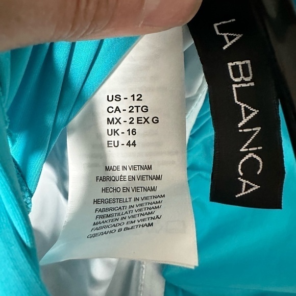 La Blanca One Piece Swimsuit 12 Women Lace Back One Shoulder Turquoise LB01G14 - Picture 12 of 12